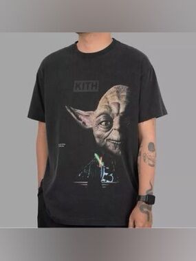 🆕 KITH Star Wars Yoda Vintage Tee Black PH Large SS23 Sealed In Plastic New NWT